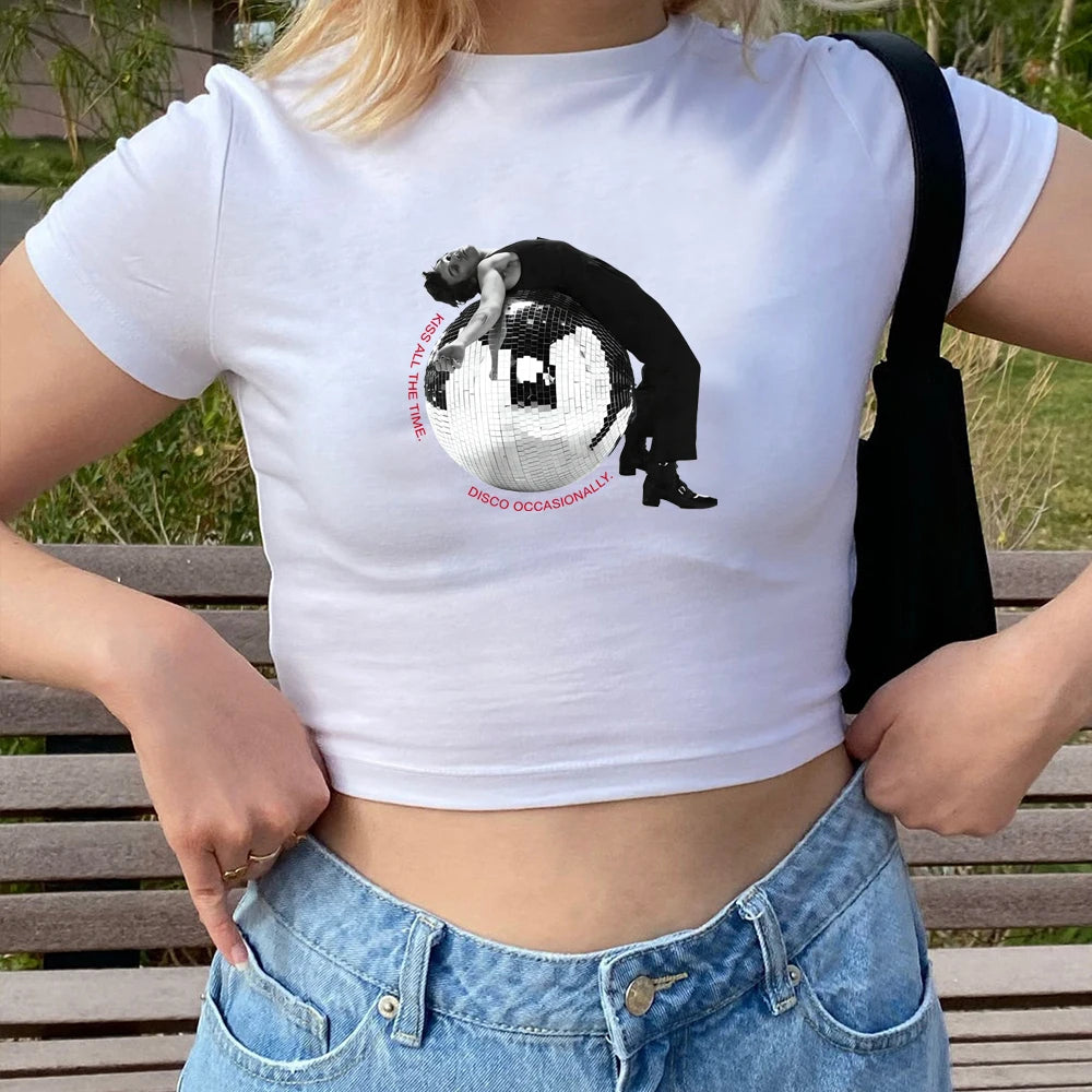 “Kiss All The Time Disco Occasionally” Crop Baby Tee