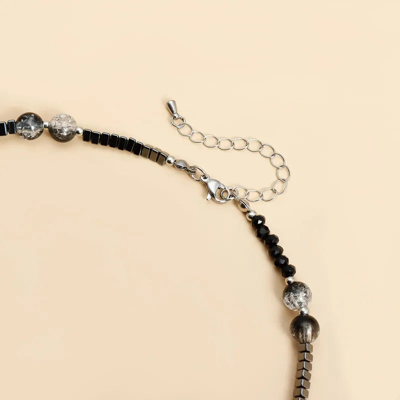 Punk Black Choker for Women Link Chain Tassel Crystal Beads Charm Necklace Gothic Jewelry 2025 New Party Girls