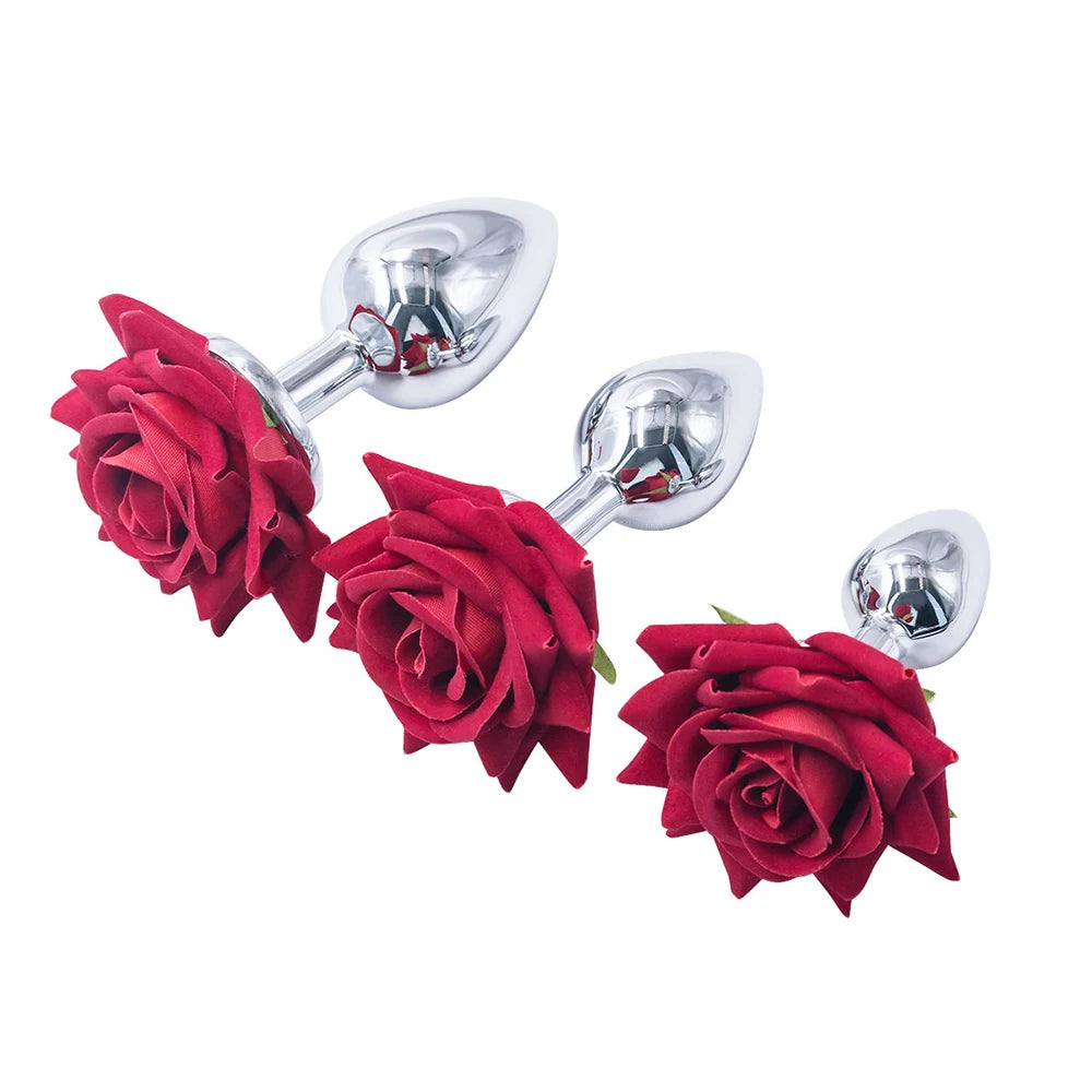 Waterdrop Stainless Steel Anal Plug with Rose Base