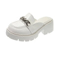 Women's Elevated Platform House Slippers Female Slides Shoes Square Heel Mules Fashion Loafers Med Cover Toe Heels Clogs Summer