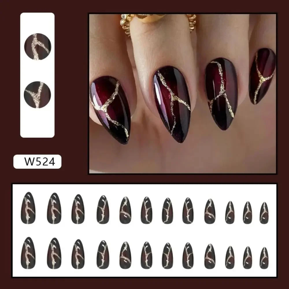 French Almond Colorblock Stripe Press-On Nails