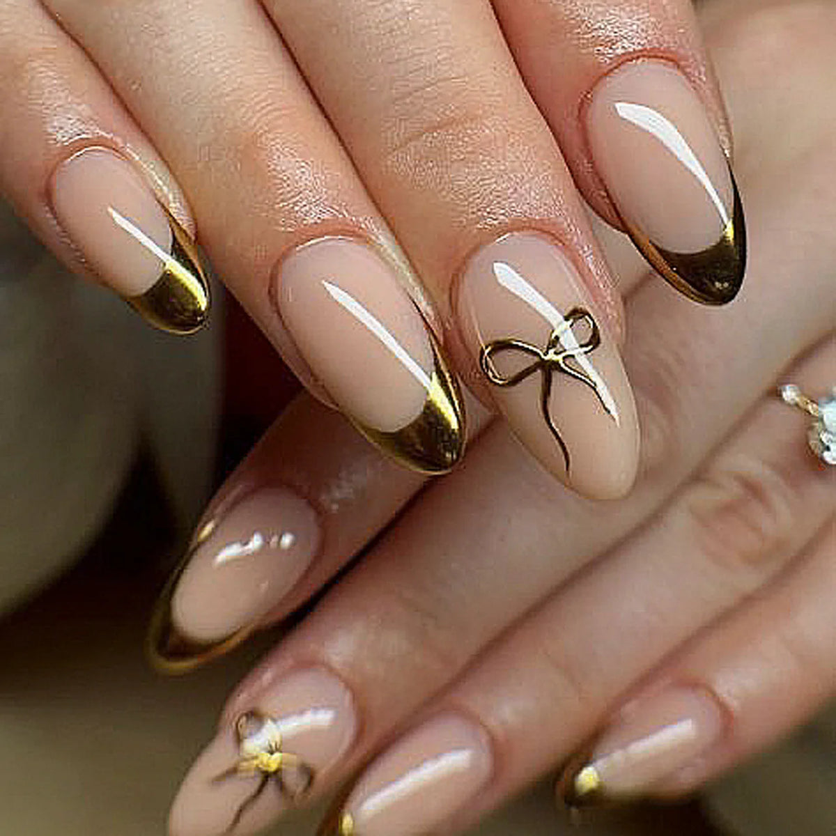 Red Star French Almond Press-On Nails