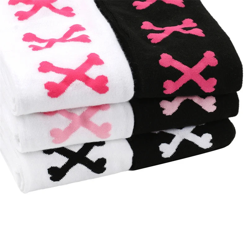 Women's Thigh High Socks Over the Knee Cable Knit Boot Socks, Crossed Bones Long Warm Fashion Leg Warmers Winter