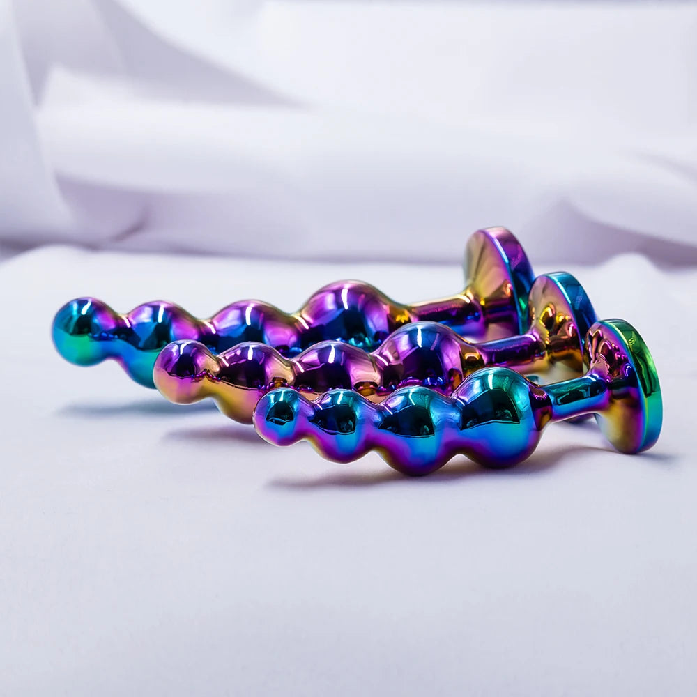 Iridescent 4-Bead Metal Anal Plug