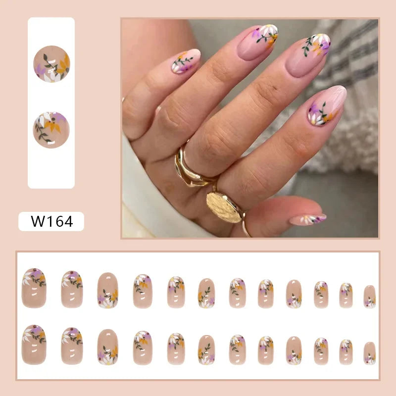 French Almond Colorblock Stripe Press-On Nails