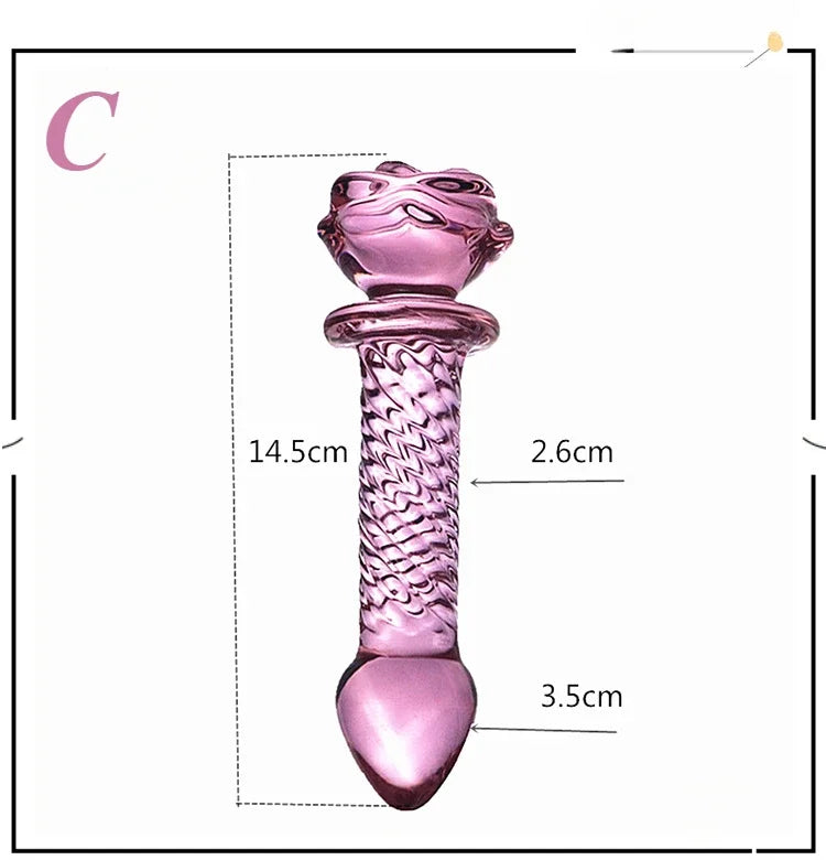 Pink Rose Glass Bullet Anal Plug