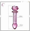 Pink Rose Glass Bullet Anal Plug