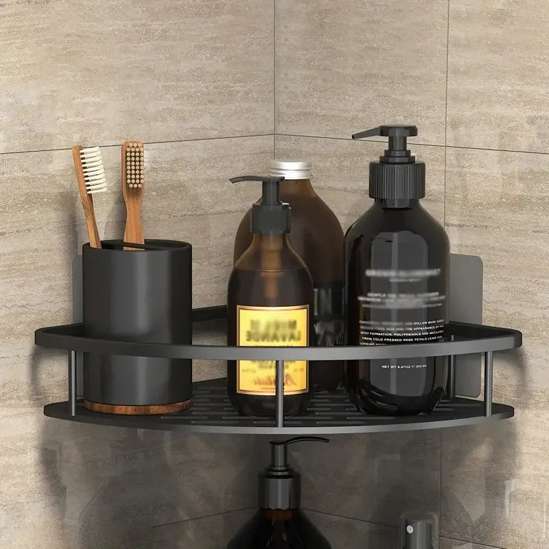 No-Drill Wall-Mounted Corner Shower Shelf