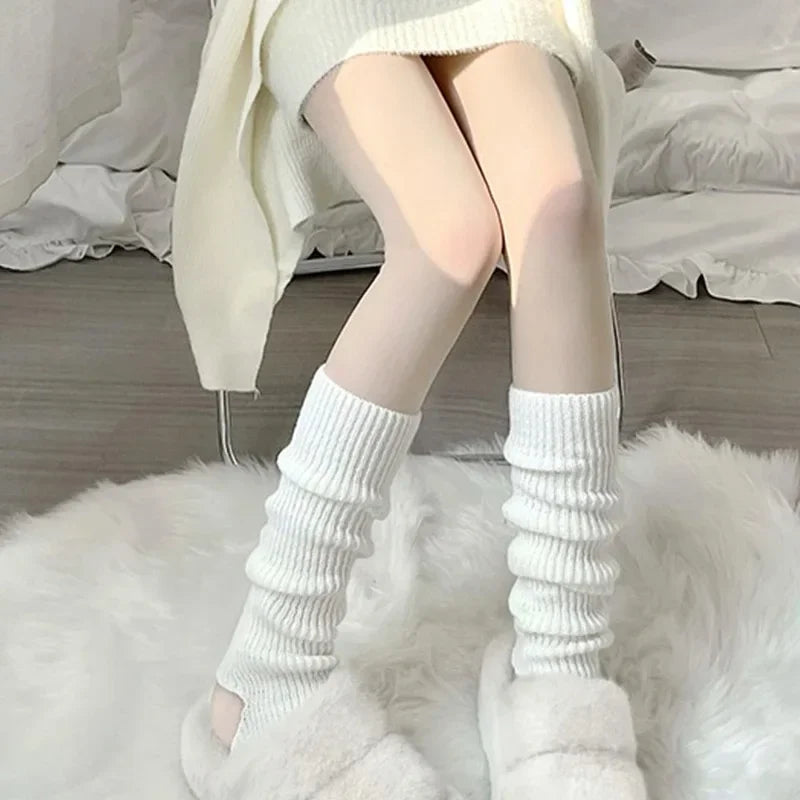 Hollow-Heel Japanese Lolita Knit Leg Warmers