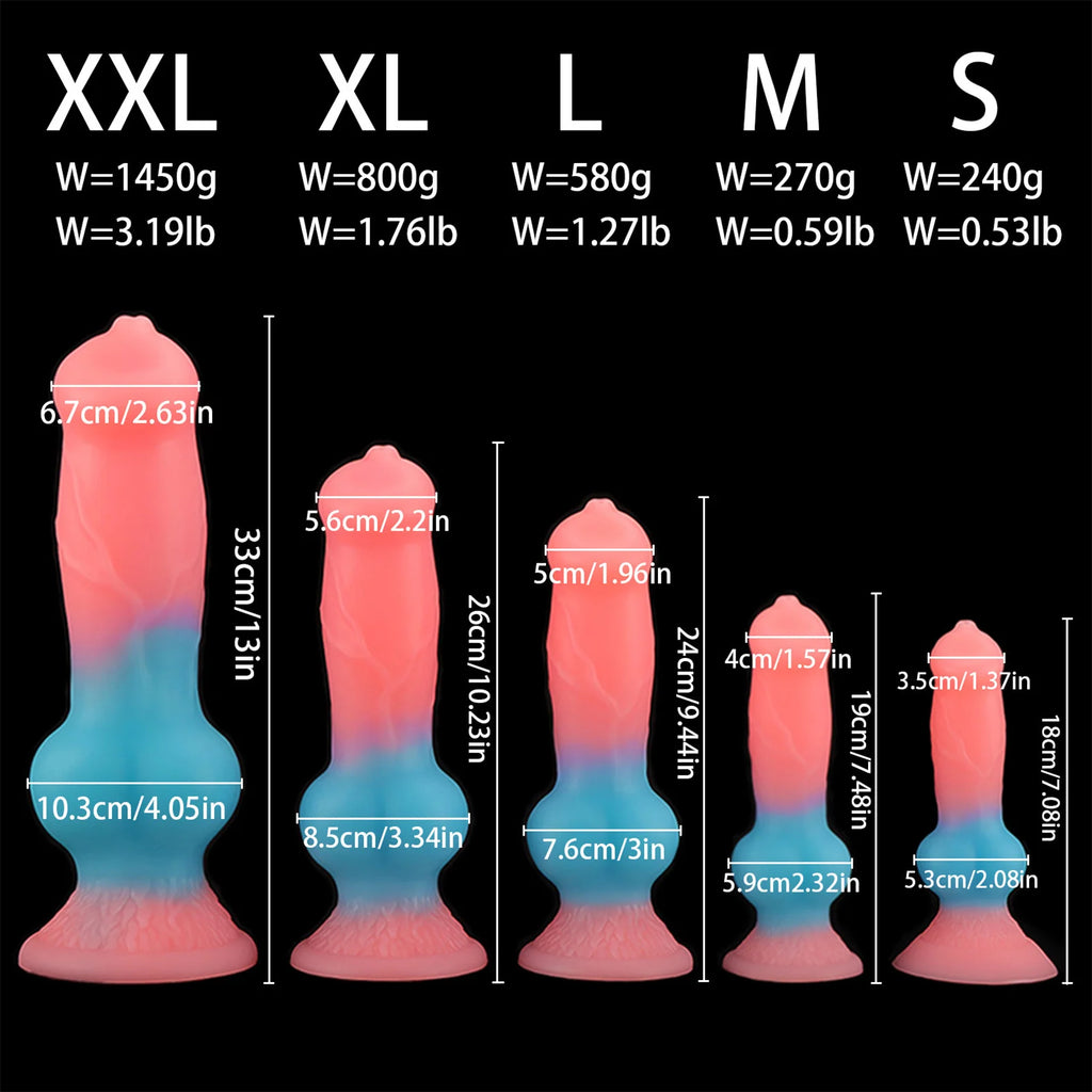 5 Size Luminous Dog Knot Dildos Xxl  Pink Big Dog Horse Dildo Anal Dragon Long Animal Dildo Silicone Soft Penis Dick Sex Toys 18