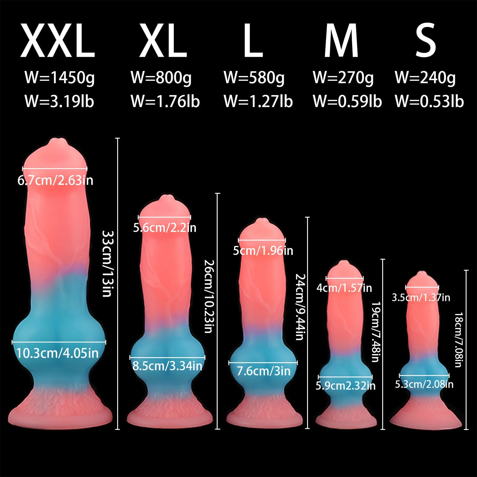 5 Size Luminous Dog Knot Dildos Xxl  Pink Big Dog Horse Dildo Anal Dragon Long Animal Dildo Silicone Soft Penis Dick Sex Toys 18