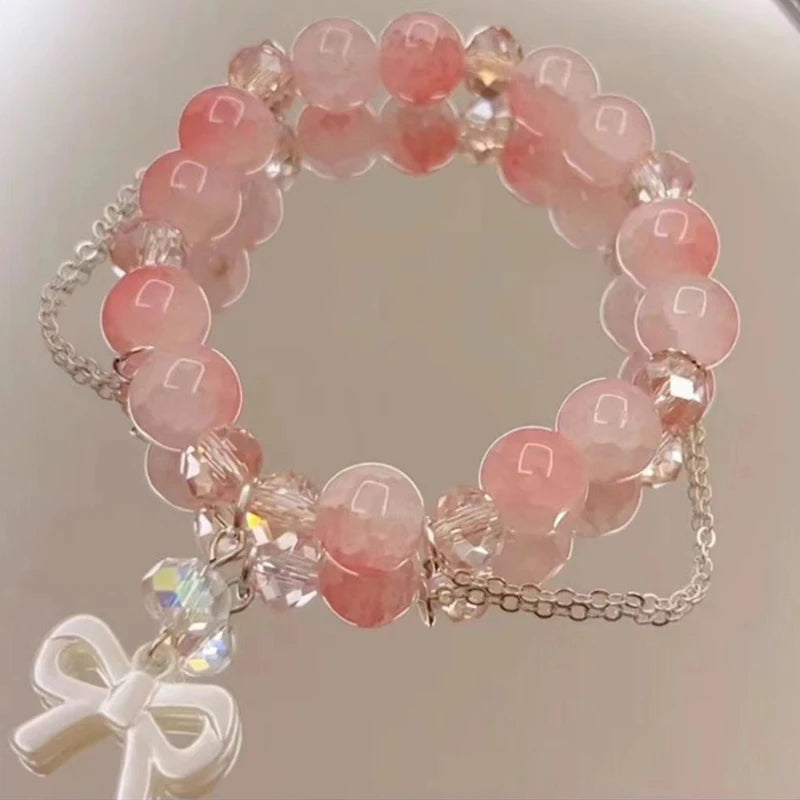 Cherry Blossom Crystal Beaded Bracelet