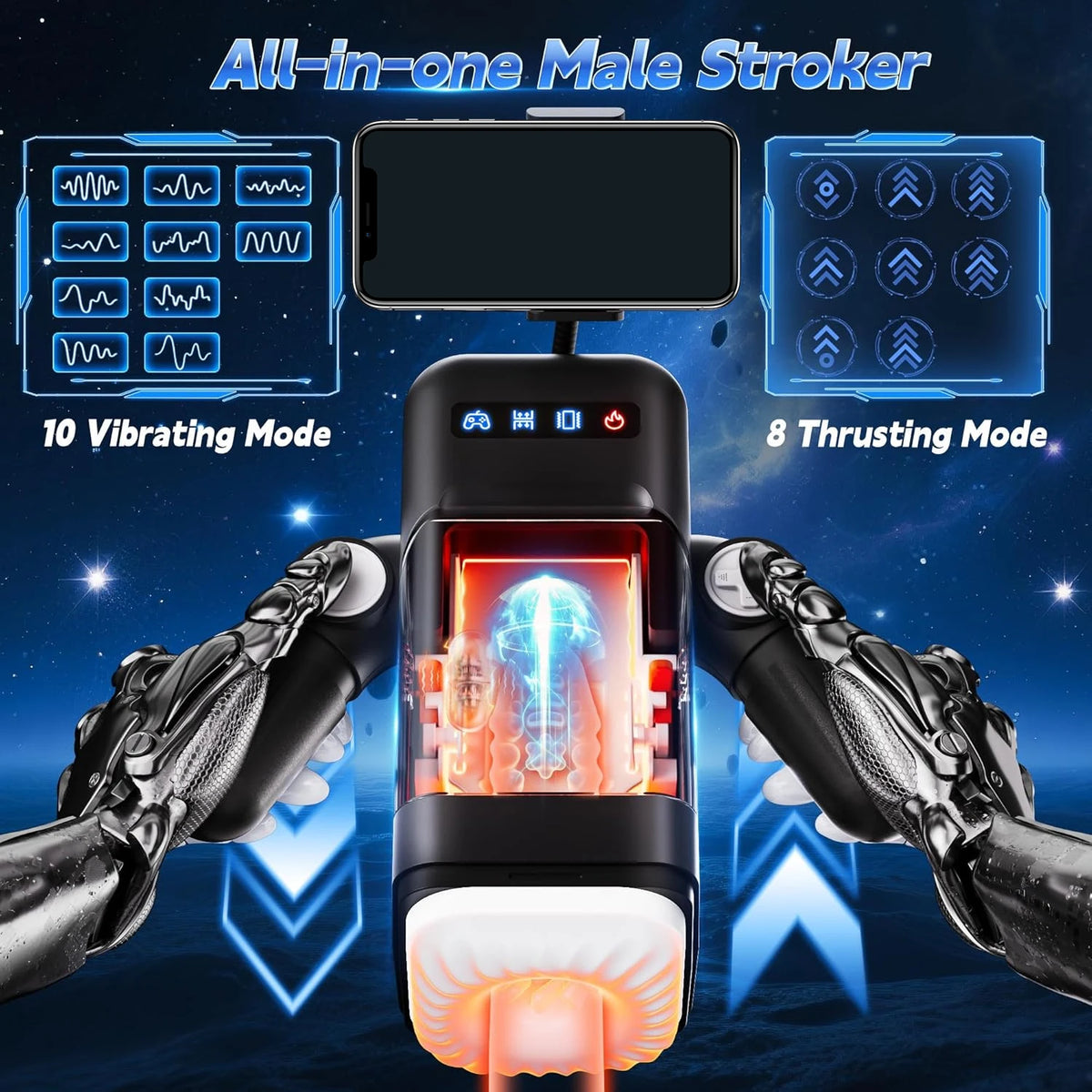 LCD Heated Thrusting Male Stroker