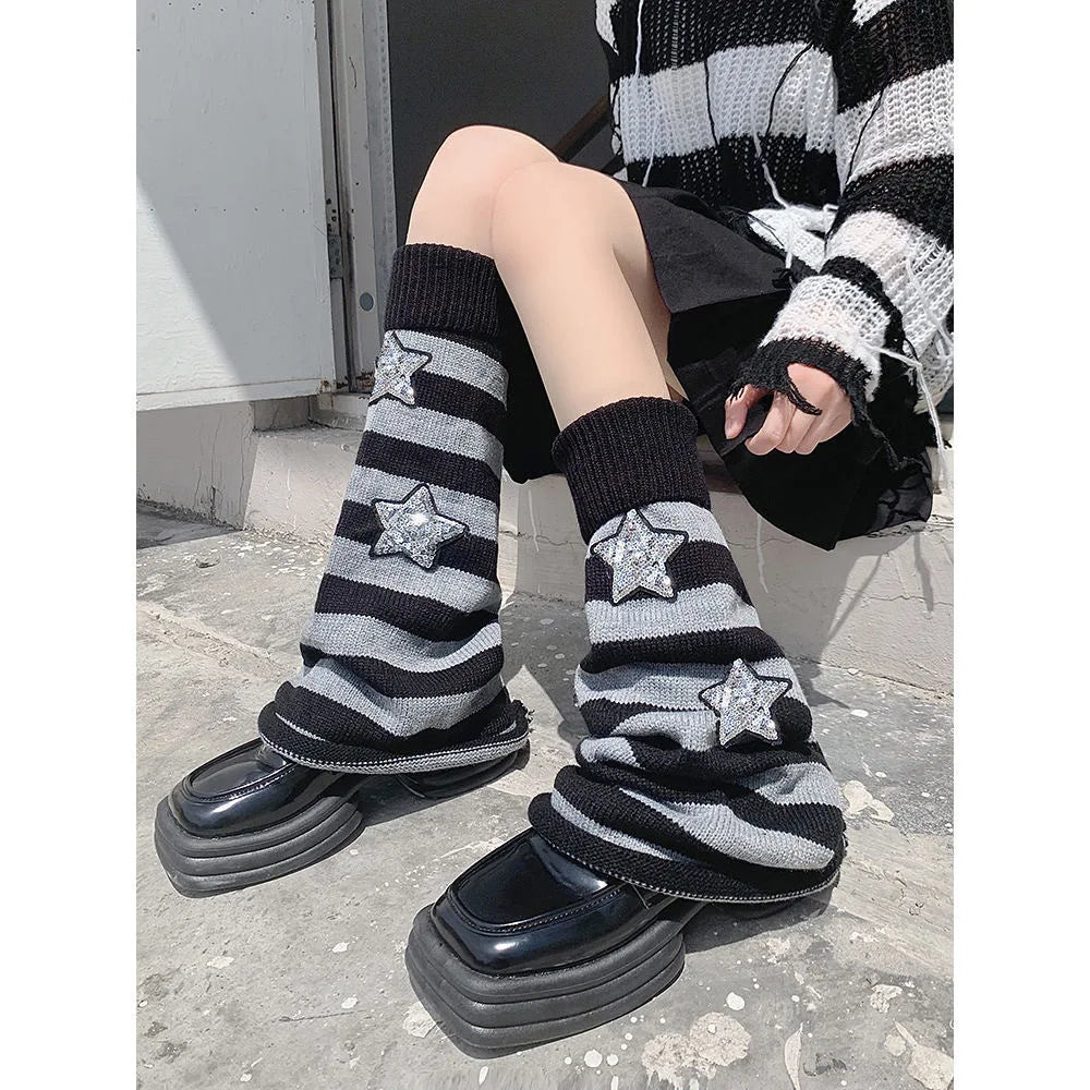 Striped Knit Y2K Boot Cuff Leg Warmers
