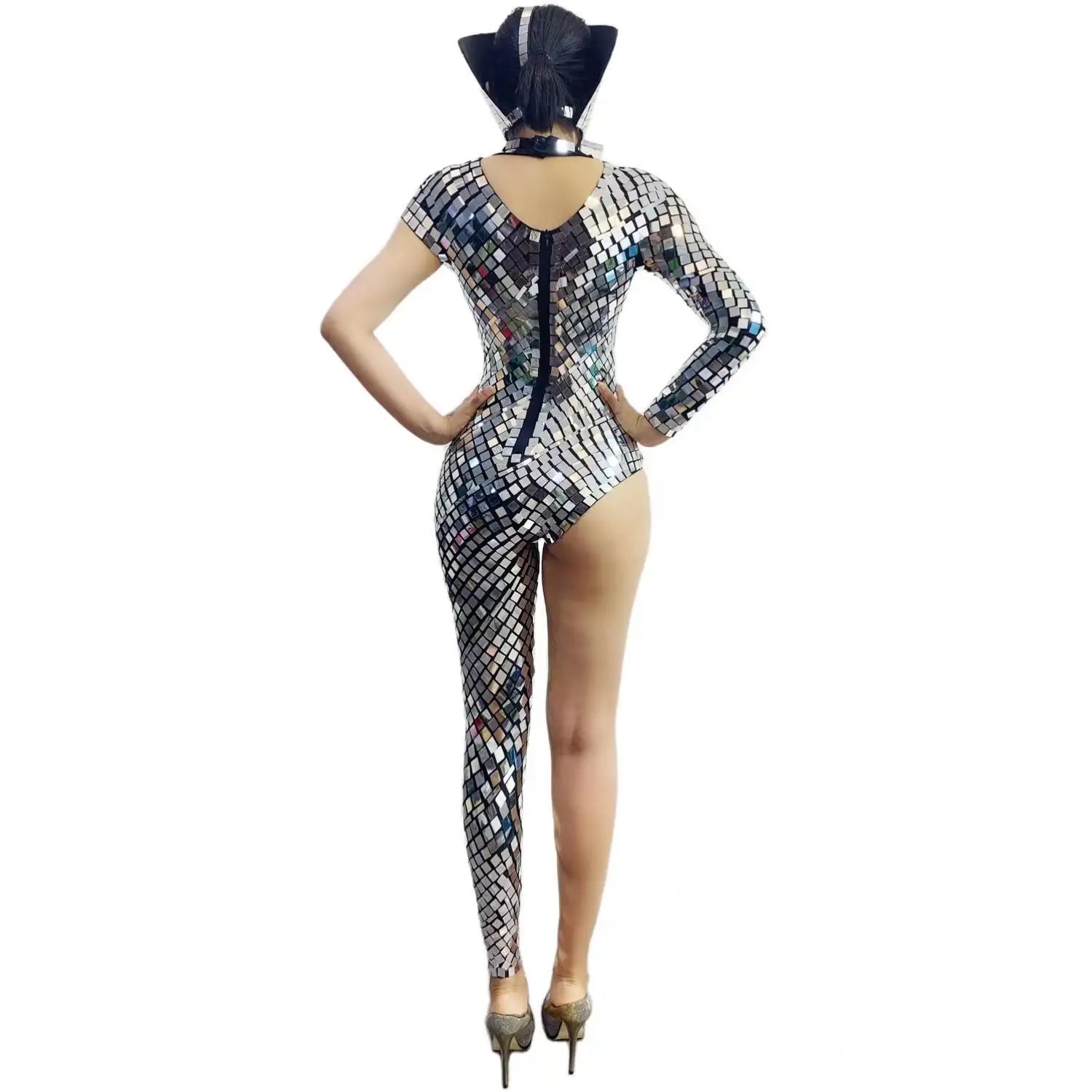 Sparkly Sequins Asymmetrical Sexy Jumpsuit Nightclub Carnival Showgirl Bodysuit Sexy Masquerade Costume Bar Singer DJ Outfit