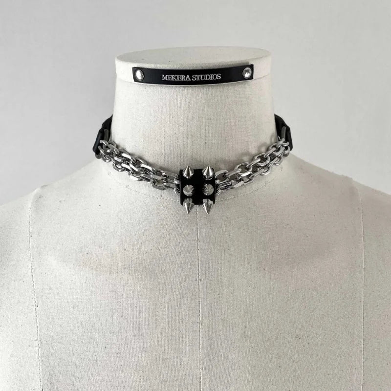 A punk necklace, fashionable and versatile collarbone chain, Gothic style pointed nail chain, unisex