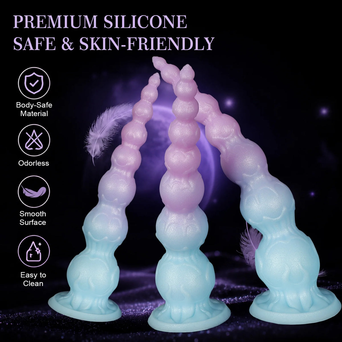 Long 8-Bead Flexible Silicone Anal Plug
