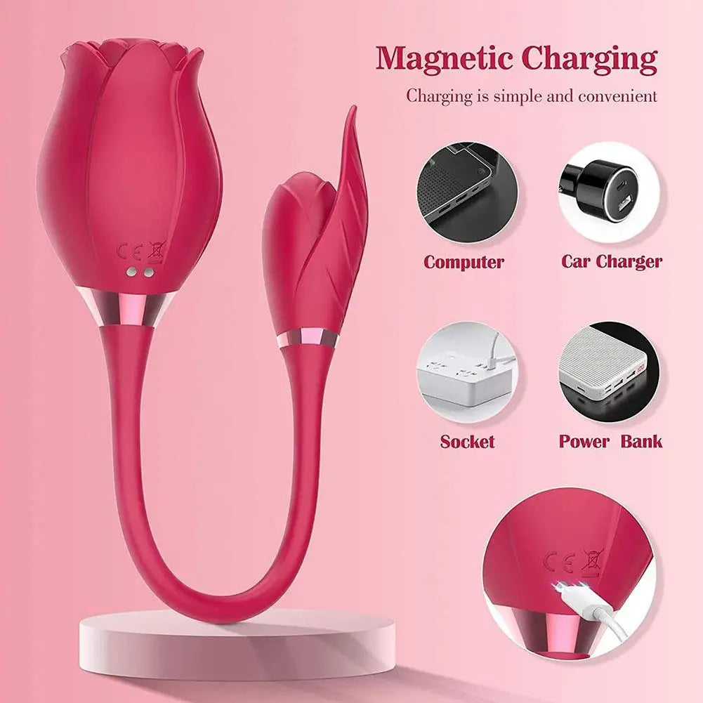 Rose-Sucking Vibrator Silicone Dildo for Women Slaping G Spot Anal Vibrators Stimulator Female Vibrating Egg Adult Toys