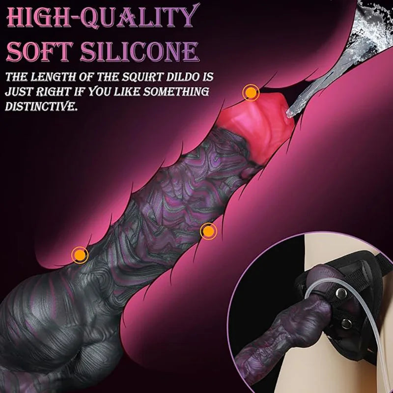 Large Dog Knot Ejacultion Dildo With Sucker Spray Liquid Function Sex Toys For Women Men Couple Purple Silicone Squirting Penis