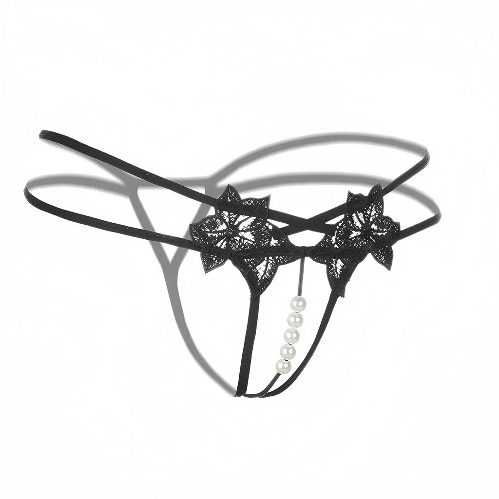 Lingerie with beads; enticing thong; single-row massage lingerie; sexy open-crotch lingerie; novelty lingerie.