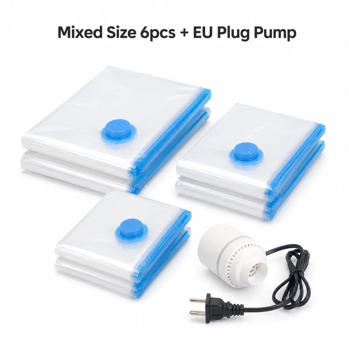 Mixed-Size Vacuum Storage Bag Set with Optional Electric Pump