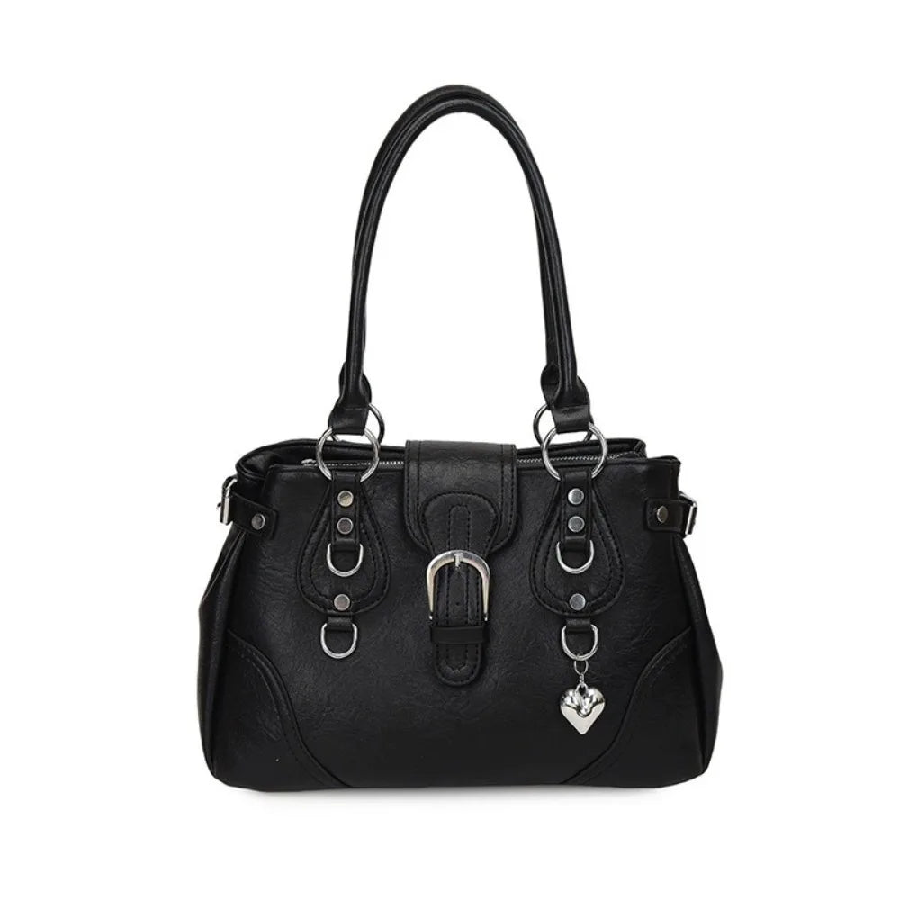 Y2K Faux Leather Motorcycle Shoulder Bag