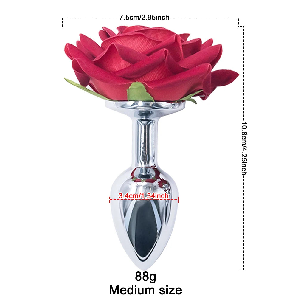 Waterdrop Stainless Steel Anal Plug with Rose Base