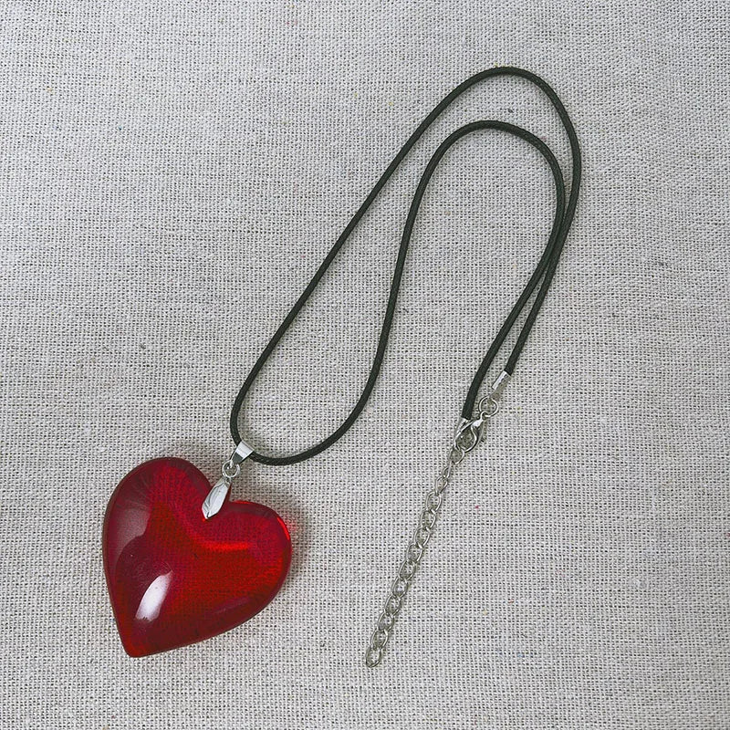 Y2K Red & Pink Heart Pendant Necklace