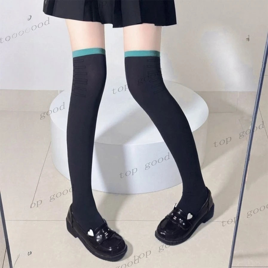 Comic Women Miku Cosplay stocking Anime Character Miku coser Uniform black stocking with blue edge socks costumes