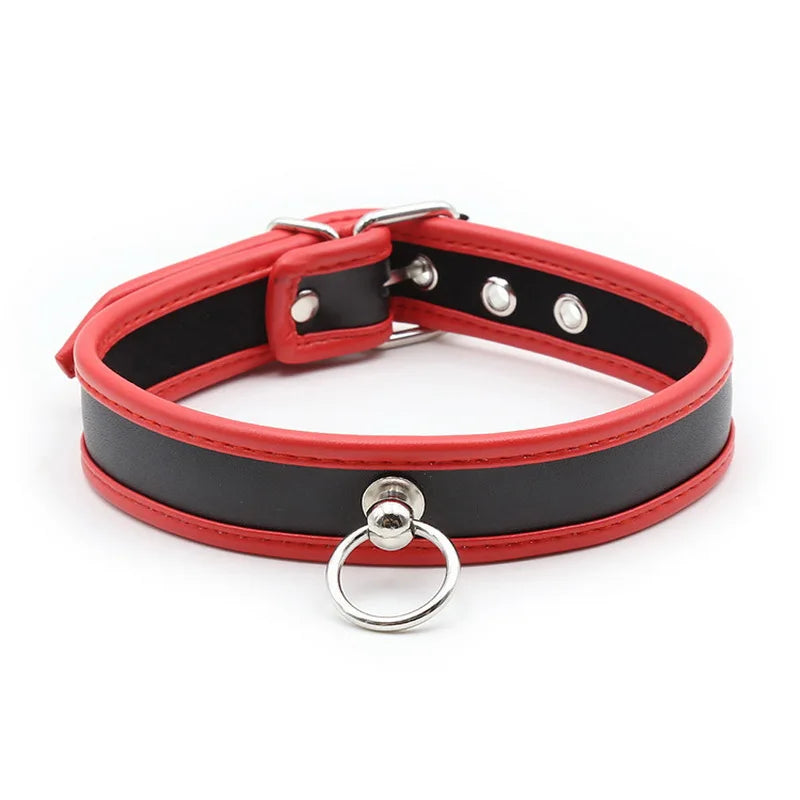 PU Leather O-Ring Collar Choker Necklace