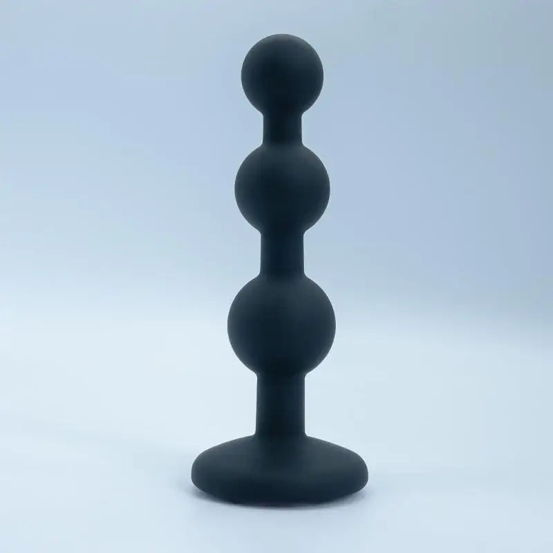 3-Ball Black Silicone Anal Plug with Crystal Base