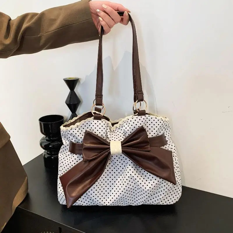 Vintage Polka Dot Bow Shoulder Bag