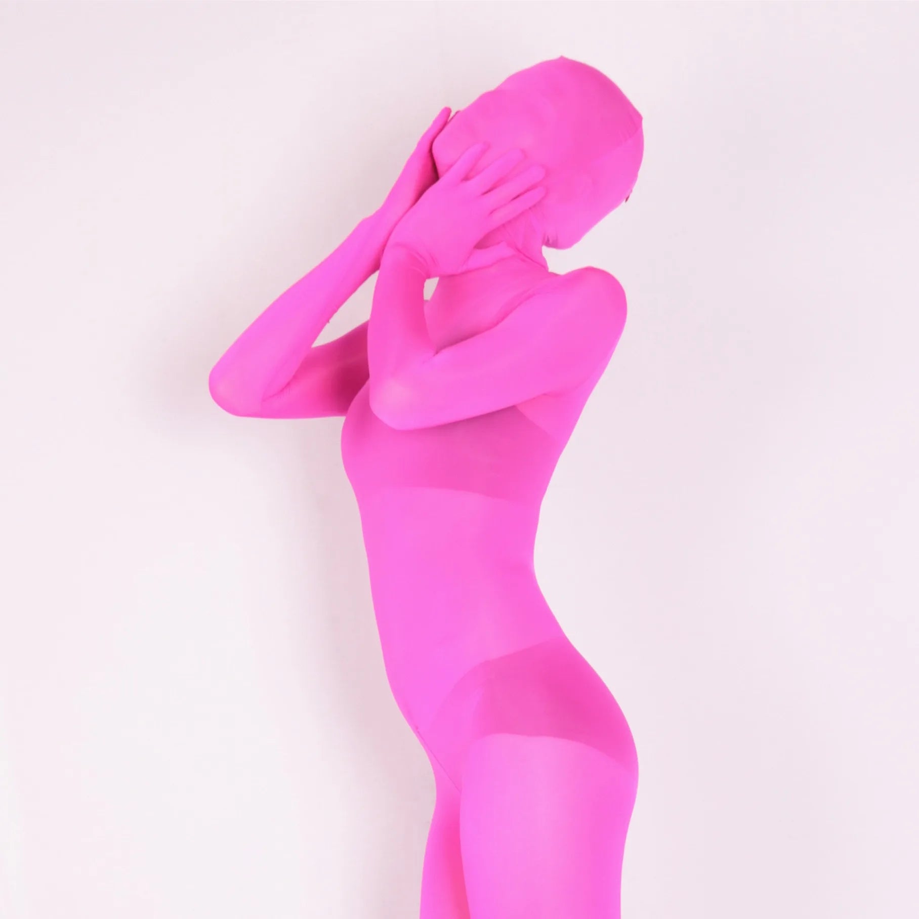 Sexy See Through Ice Silk Full Wrap One-piece Tight Jumpsuit High Elastic Home Corset Zipper Open Crotch Bodysuit
