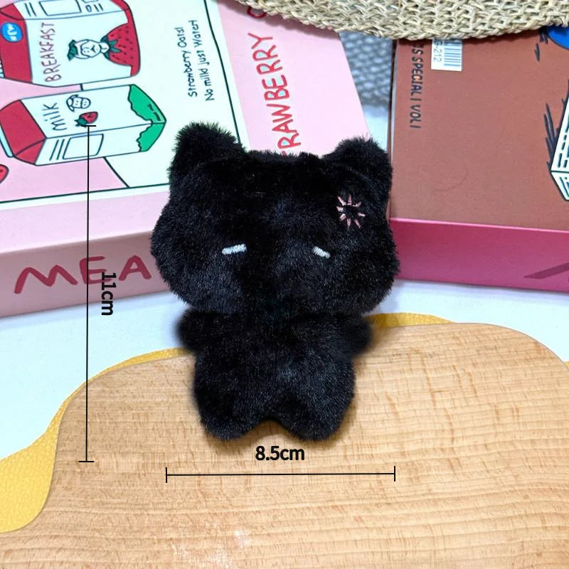 Plush Black & Pink Cat Bag Charm Keychain