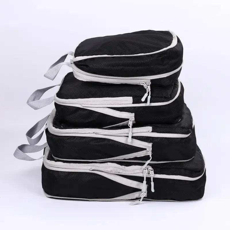 Compression Packing Cube Set with Zippered Storage Bags