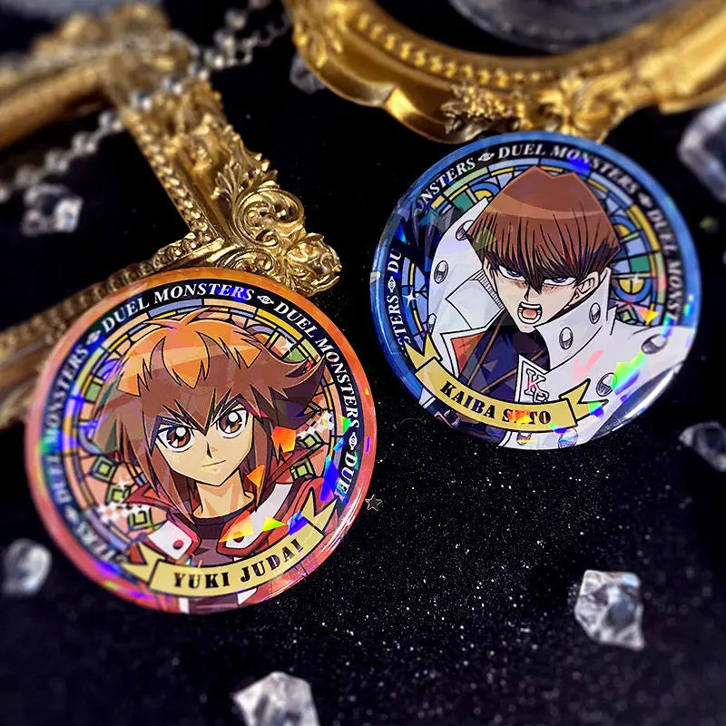 Yu-Gi-Oh  Doujin anime merchandise Seto Kaiba Yugi Mutou badges creative personality cool cartoon laser bar badges student gifts