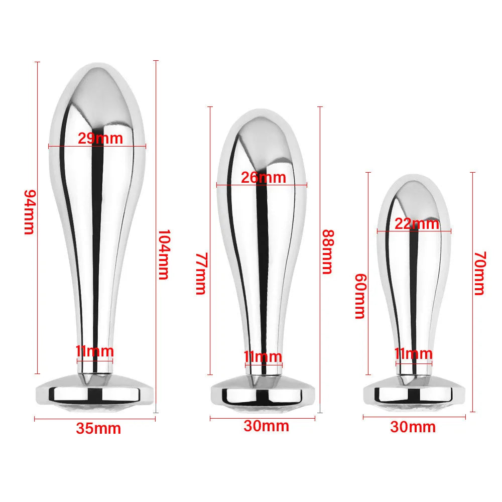 Stainless Steel Crystal Anal Plug Set