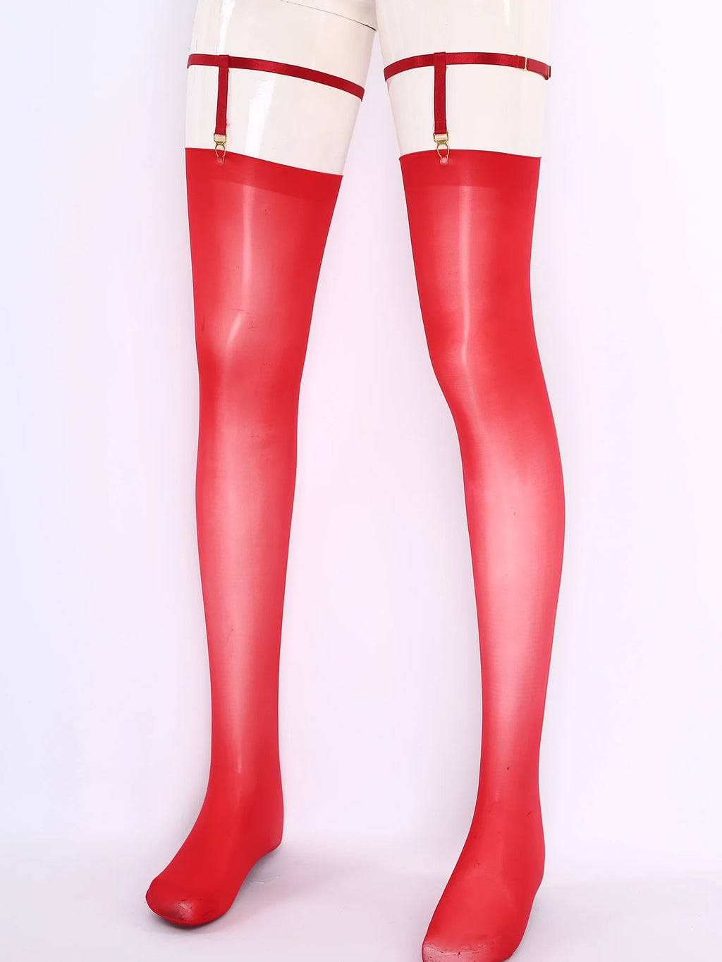 Sexy Mens Lingerie Glossy See-through Stockings with Thigh Bands Glossy Sheer Stretchy Thigh High Socks Sissy Stockings