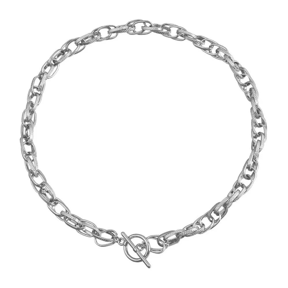 Chunky Oval-Link Chain Choker Necklace