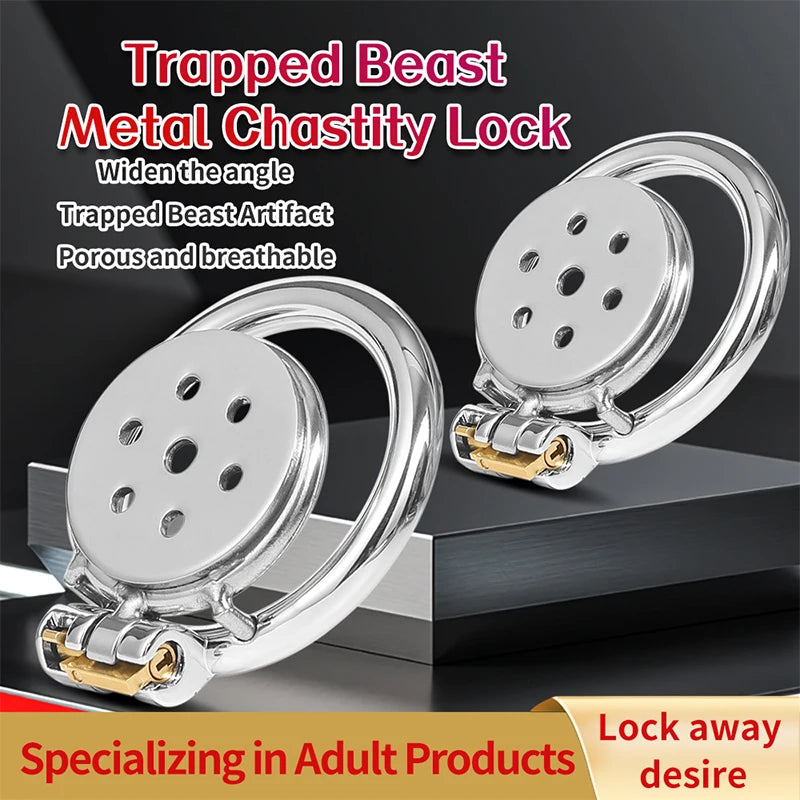Flat Stainless Steel Chastity Cage