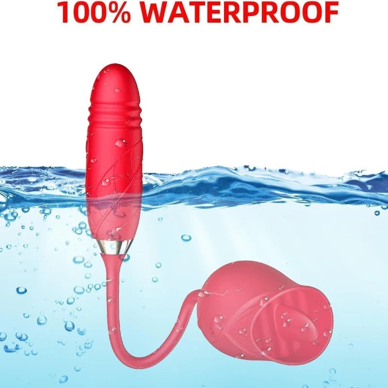 Rose Sucking Thrusting Dildo Vibrator Clitoral Nipple Stimulator G-Spot Massager Rechargeable Sex Toy for Women Couples