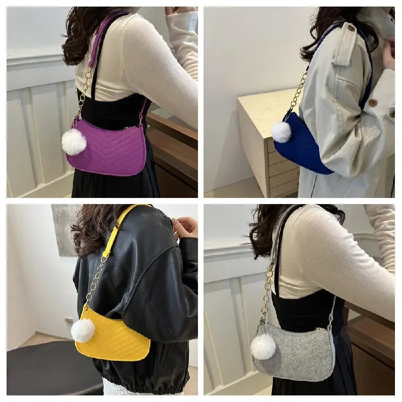 Felt Crescent Mini Shoulder Bag