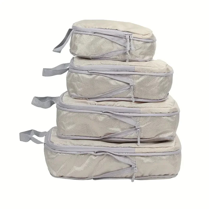 Compression Packing Cube Set with Zippered Storage Bags