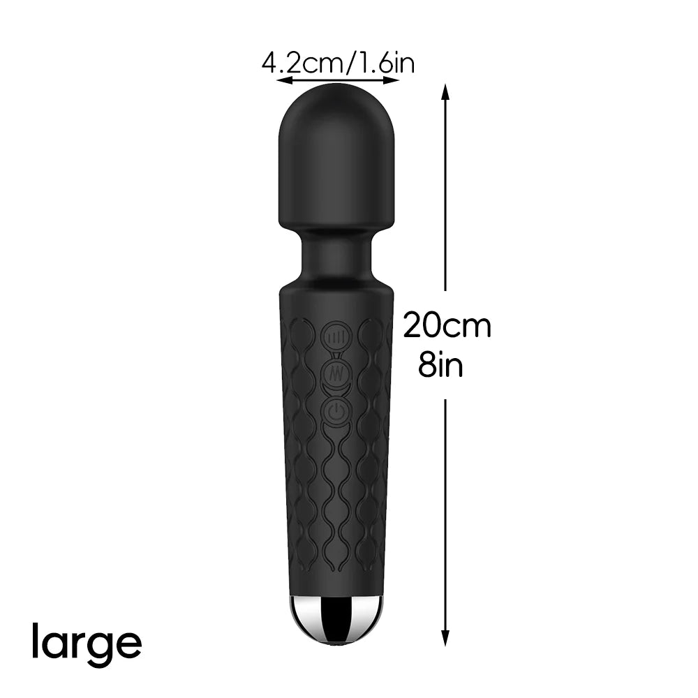 Waterproof Rechargeable Wand Vibrator – 20 Modes/8 Speeds