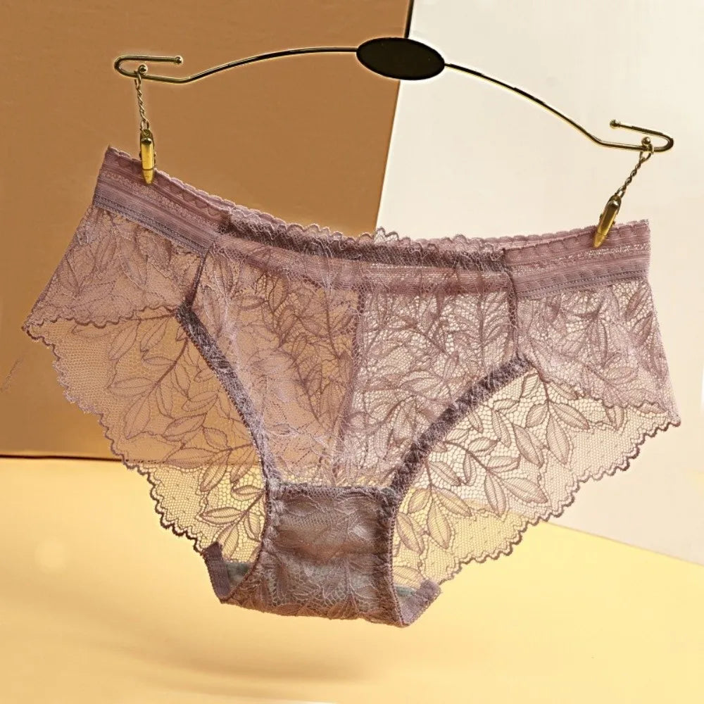Lingerie Low Waist Women's Panties Transparent Mesh Lace Briefs Hollow Out Seamless Underwear Female