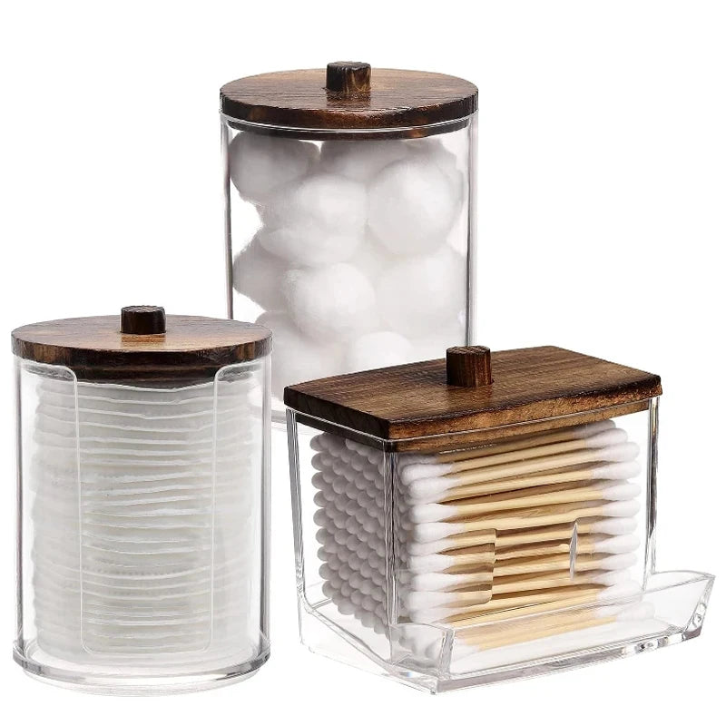 Bathroom Cotton Swab & Cotton Ball Organizer Set