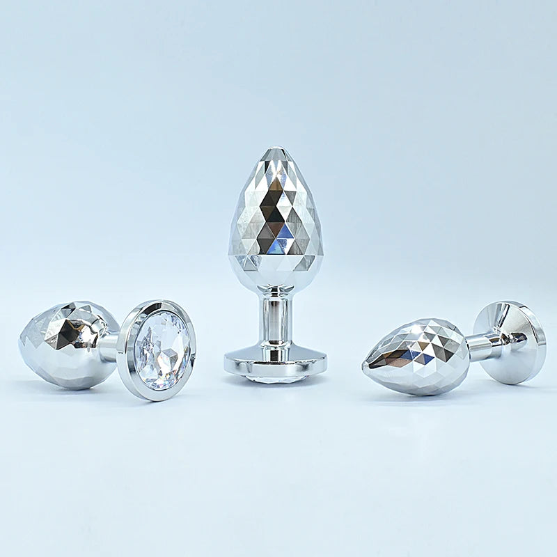 Diamond-Texture Stainless Steel Crystal Anal Plug