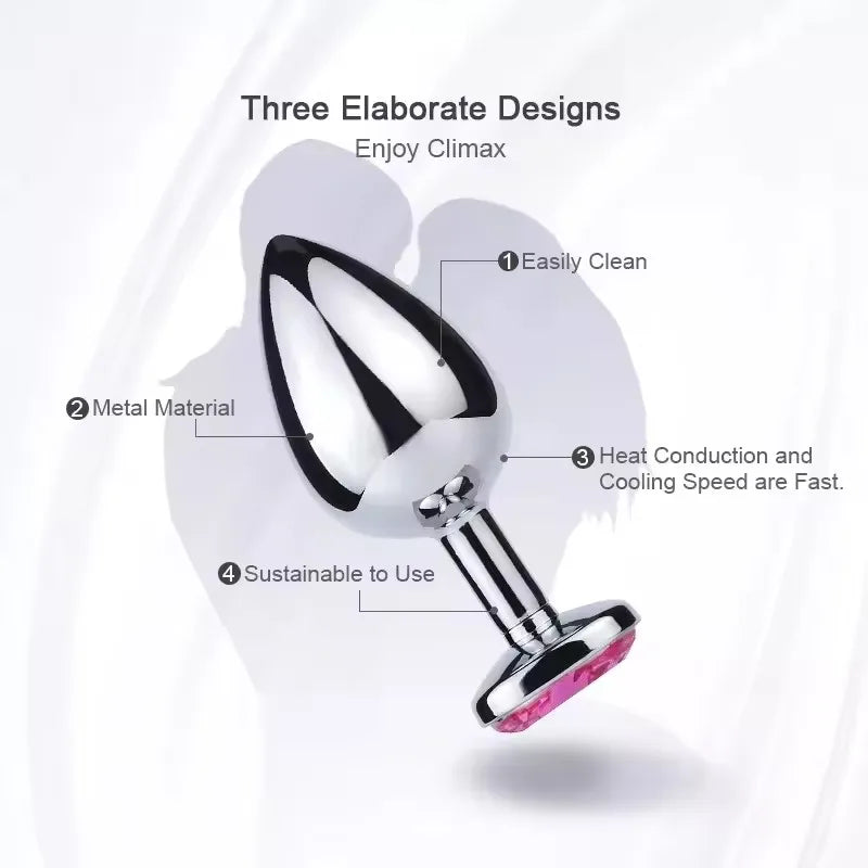 Cat-Face Jewel-Base Stainless Steel Anal Plug