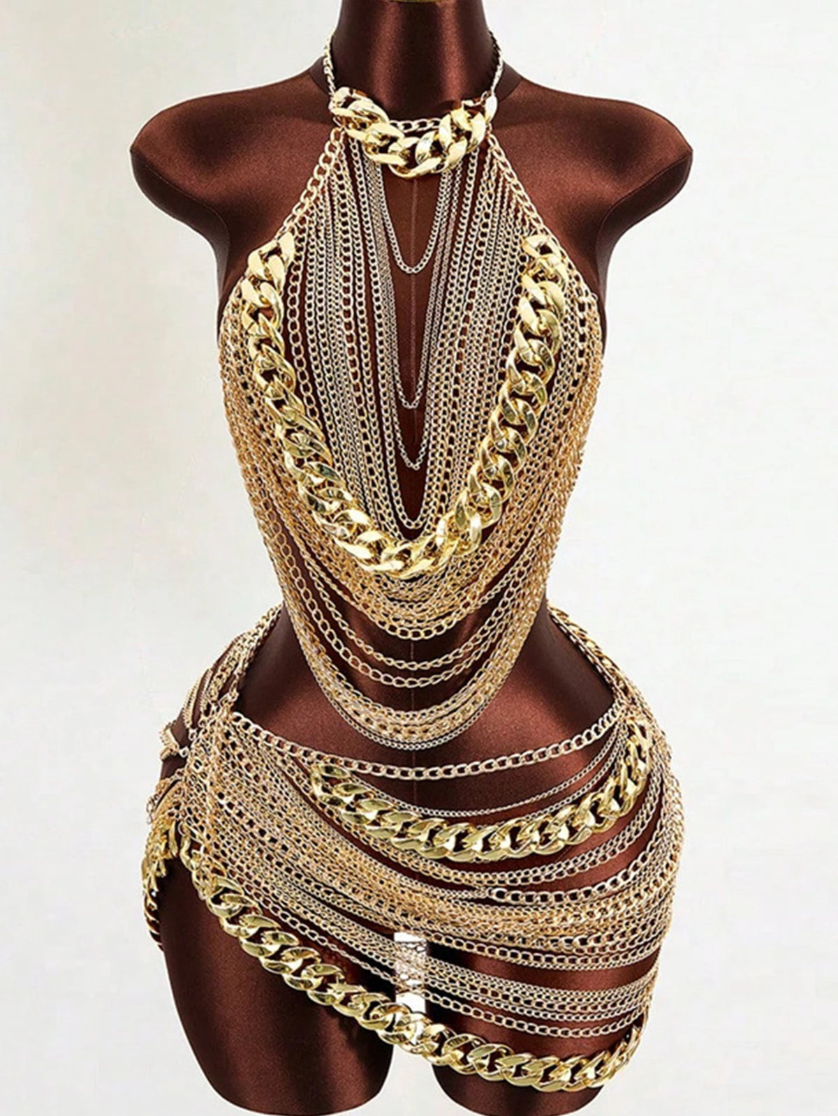 Women's Metal-Chain Backless Mini Dress