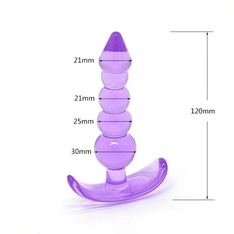 Soft Silicone Anal Bead Plug with Safety Base